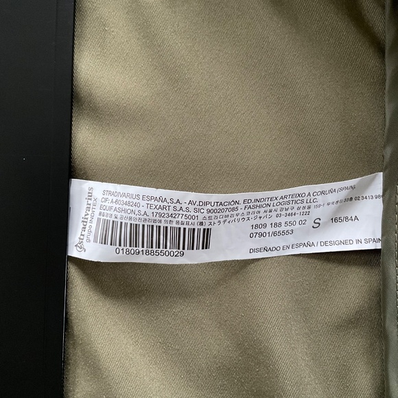 Stradivarius Womens Waterfall Collar Jacket Sz S Olive Green Lightweight Utility - Picture 11 of 11